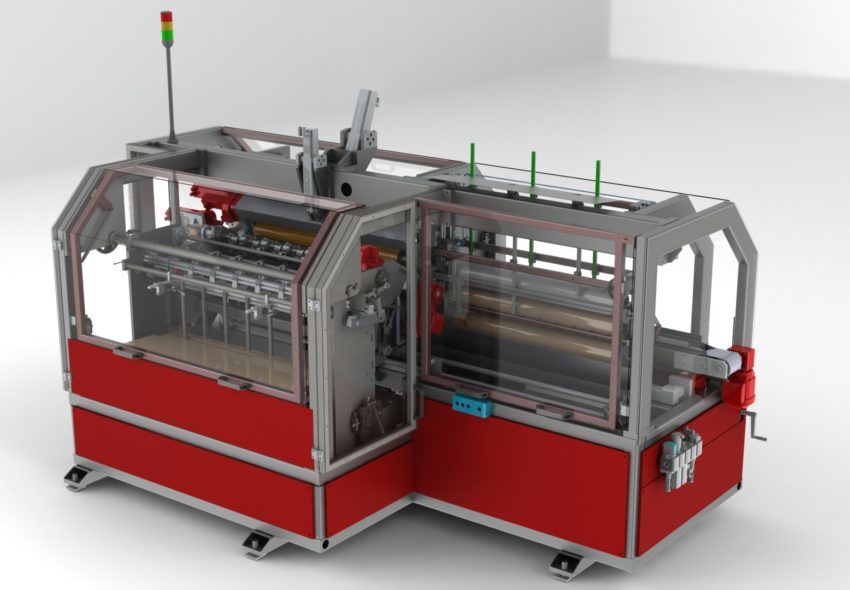Industrielle Etikettiermaschine für das präzise Anbringen von Rundumetiketten und das Zuschneiden von runden Verbunddosen für Lebensmittel- und Konsumgüterverpackungen.